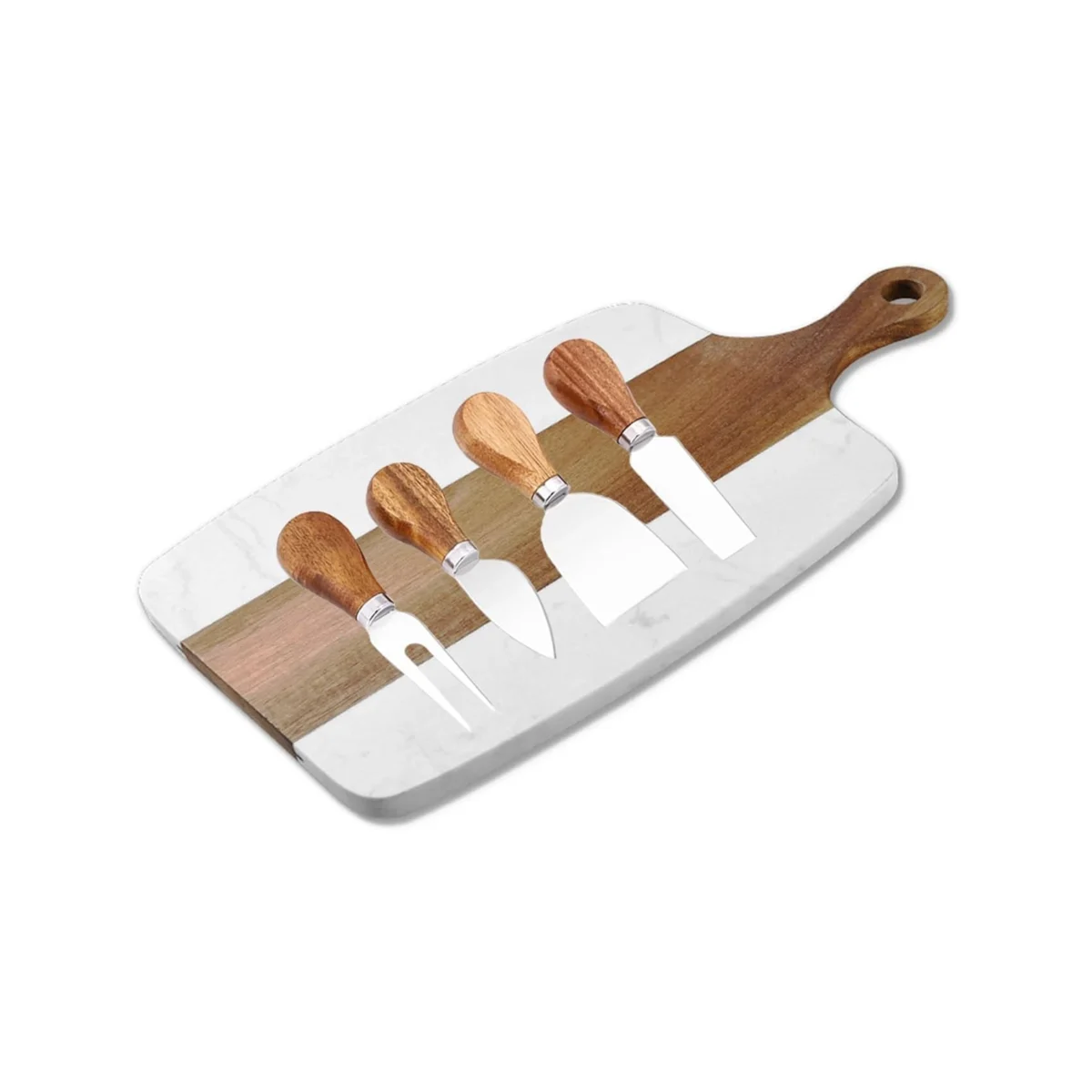 Marble and Acacia Wood Cutting Board Set
