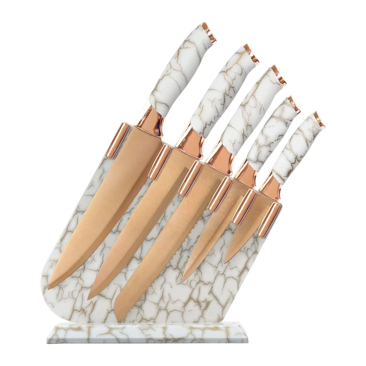 Modern Stainless Steel Knife Set with Acrylic Block