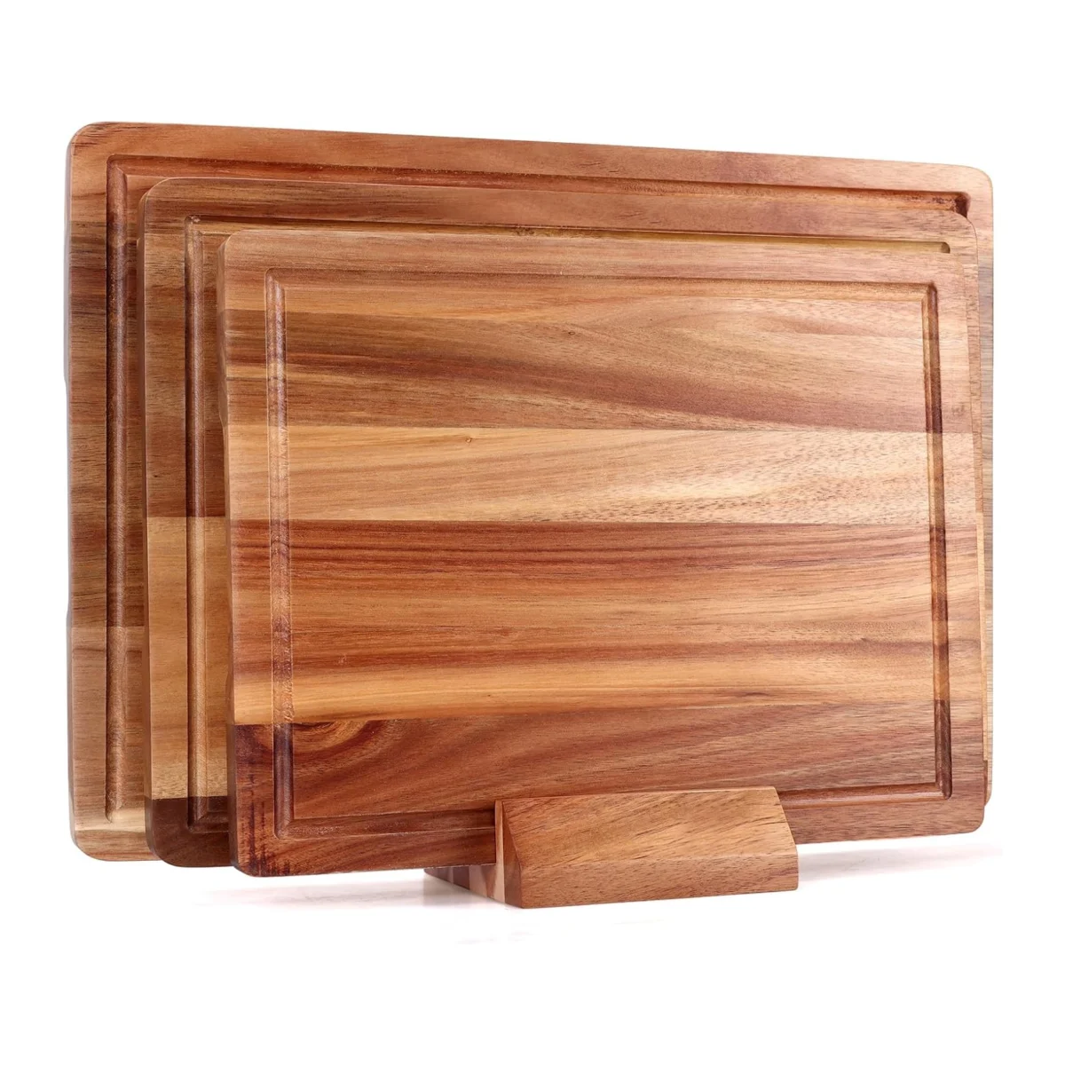 Wood Cutting Board Set of 3 with Holder